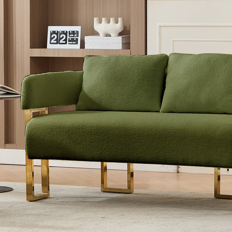 TS Modern Decorative Chair, Living Room Side Chair With Gold Metal Legs, No Wheels, Suitable For Dressing Area, Reception Room, Office,Teddy Fleece Upholstered Metal Foot Sofas  Green