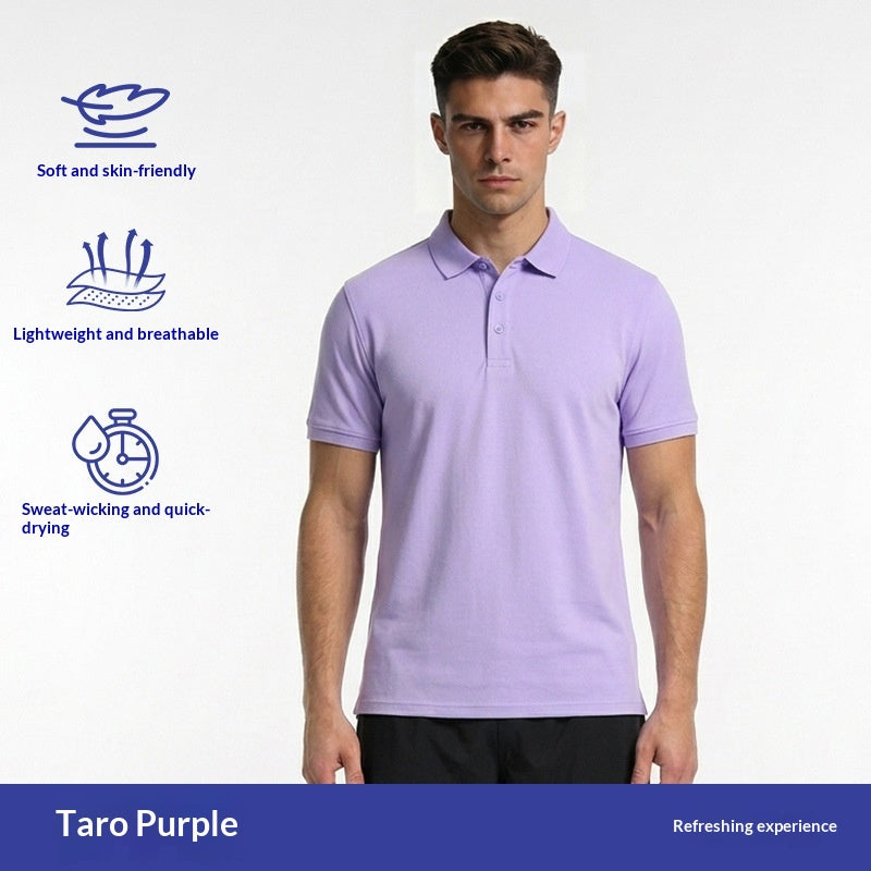 Solid-color Lapel Sports T-shirt For Running And Fitness