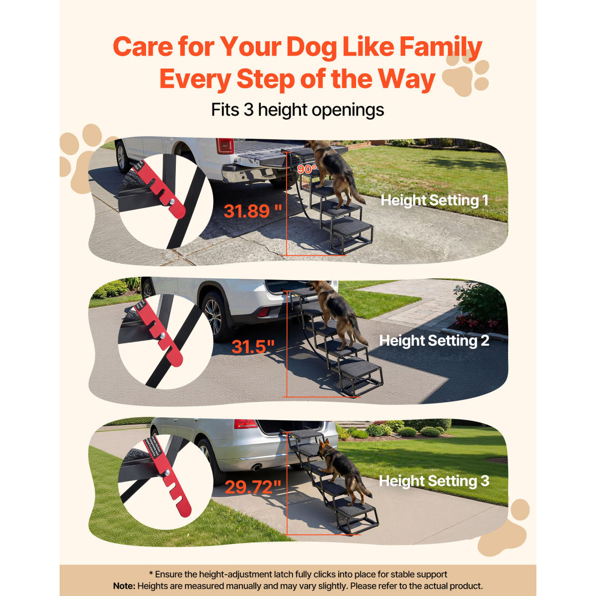 Dog Stairs For Car, 5 Steps Extra Wide Foldable Dog Ramp For Large Dogs With Non-Slip Rug Surface, Portable Lightweight Pet Ladder For Car, SUV, Truck, High Beds, Sofas, Support Up To 200 Lbs