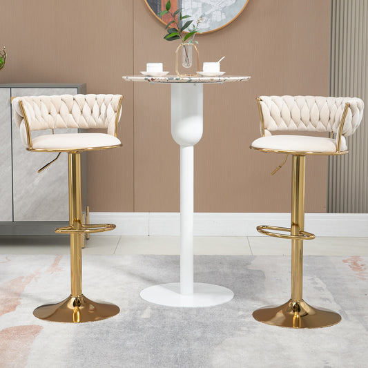 Old Sku W1880109463,Velvet 360 Swivel Bar Stool 2 Piece Set, Handmade Backrest One-Button Adjustable Height Bar Stool, Very Soft Upholstered Kitchen Dining Chair, Kitchen Island
