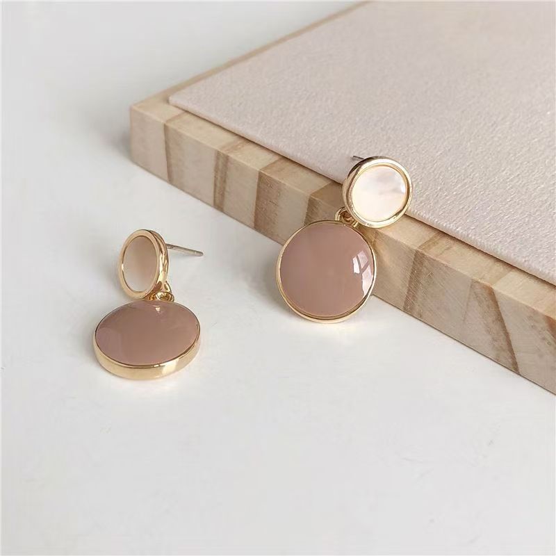 High-End Natural Shell Stud Earrings, Enamel Dangle Earrings For Women, Korean Cold Minimalist Personalized Hong Kong Retro Style Elegant Drop Ear Jewelry