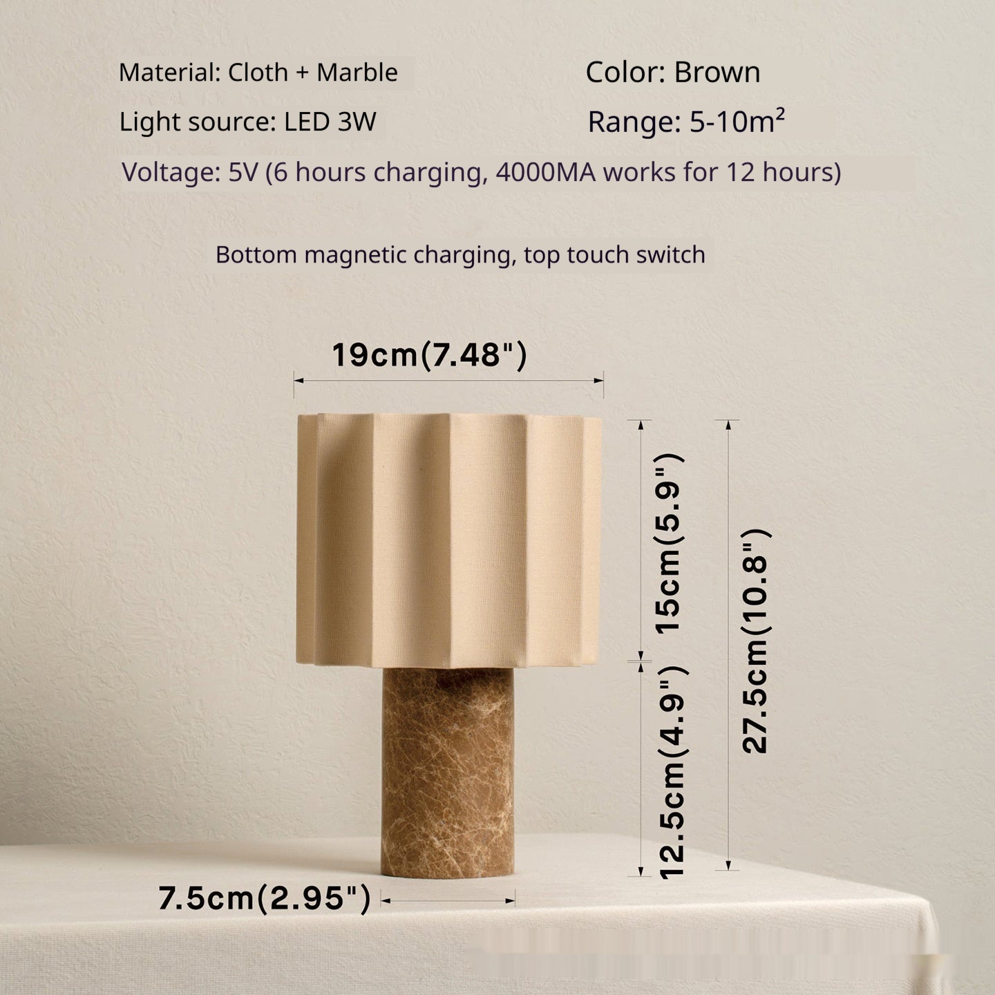 Light Luxury Marble Charging Table Lamp For Bedroom And Living Room Decoration