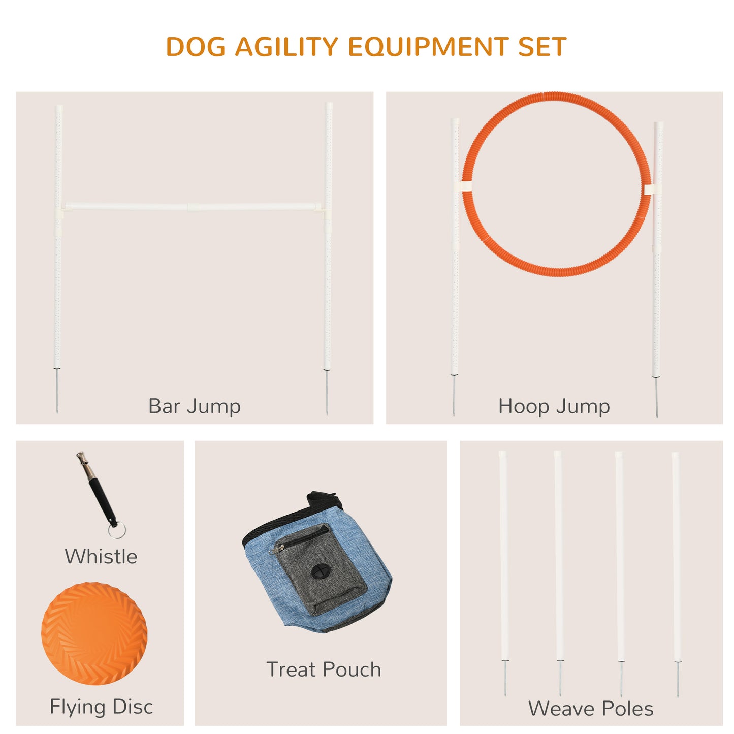 PawHut Dog Agility Training Equipment For Dogs With Carry Bag - Multicoloured