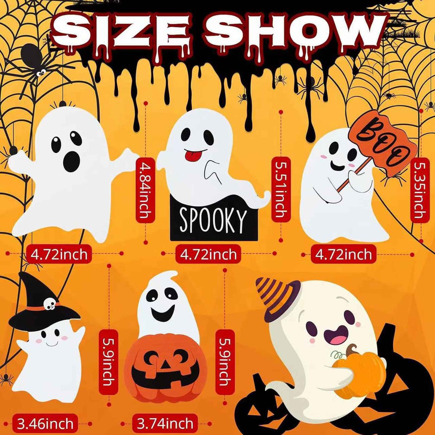 5pcs Cute Ghost Table Sign Festival Decoration PVC Spooky Desk Ornaments Table Sign For Theme Party