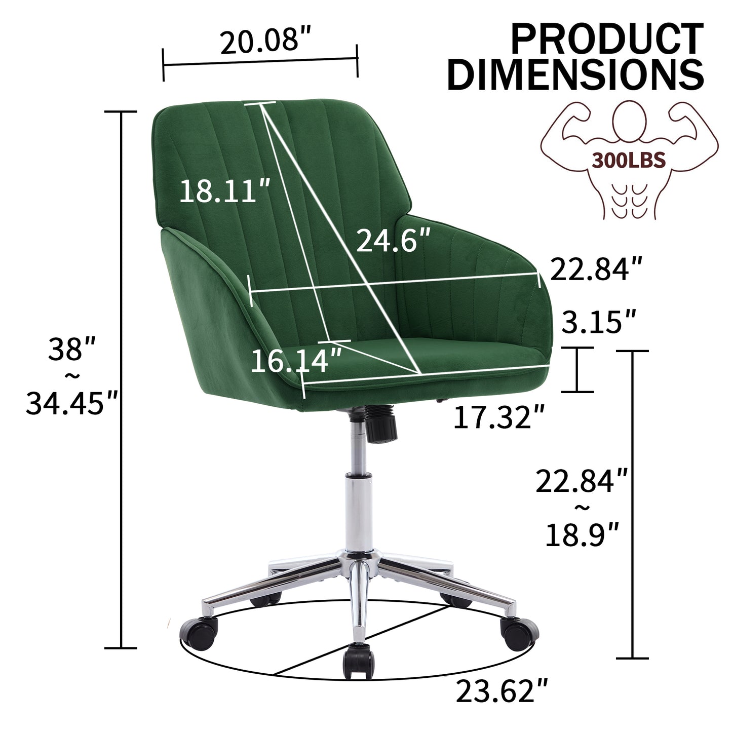TY Adjustable Office Chair, Home Bedroom, Ergonomic Swivel Chair, Backrest Seat, Comfortable For Long Sitting