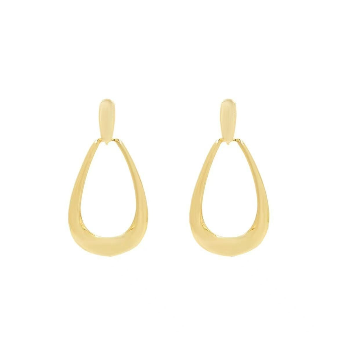 Korean Hollow Water Drop Earrings, Sparkling Rhinestone Metal Dangles For Commute