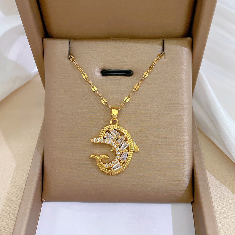 Zircon Dolphin Light-Luxury Fashion Necklace