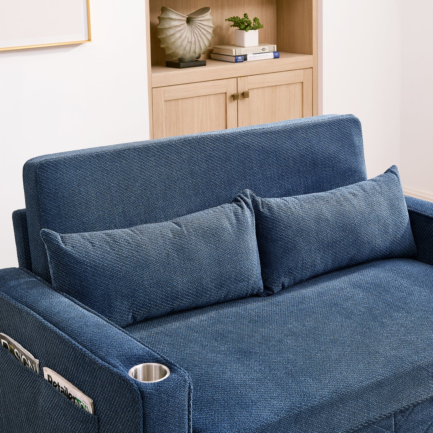 3-in-1 Minimalist Grand & Elegant Light Luxury 2-Seater Sofa Bed, Slide-to-Transform Design, USB Charging, Perfect For Napping, Navy Blue