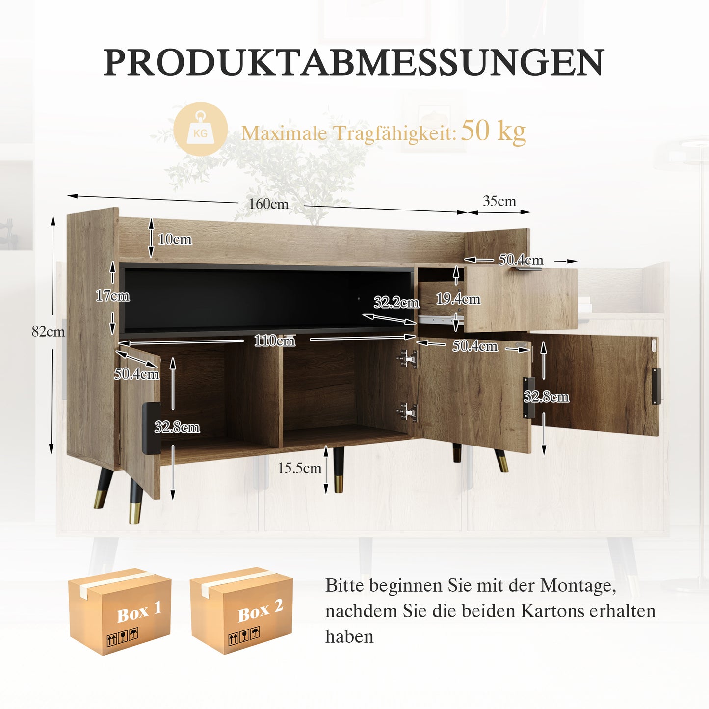 Modern Minimalist Sideboard  Open Shelves, Practical Drawers, Swinging Doors On Both Sides. With Low-noise Rails And Sturdy Wooden Frame  Suitable For Living Room, Dining Room And Office.
