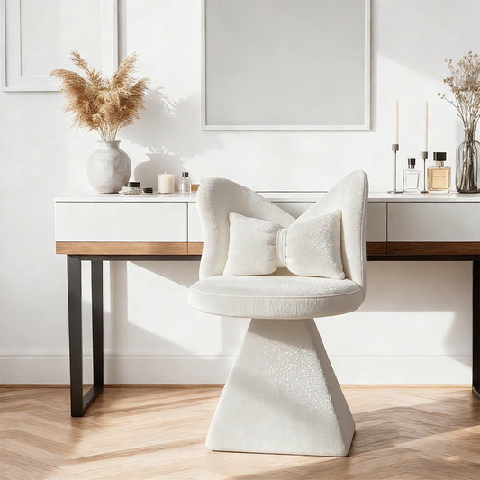 Vanity Chair With Butterfly Back Swivel Accent Chair Dining Chairs Makeup Stool For Bedroom Dressing Table Suitable For Living Room Dining Room Study Recreational Areas WHITE