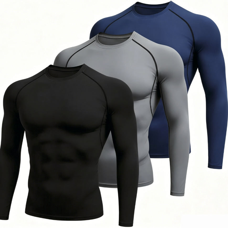 European-size Mens Tight-fitting Long-sleeve Sportswear For Running And Fitness