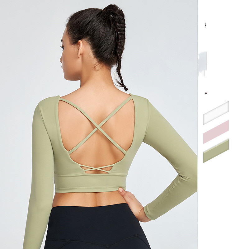 Tight T-shirt With Chest Pad Long Sleeve Yoga Wear