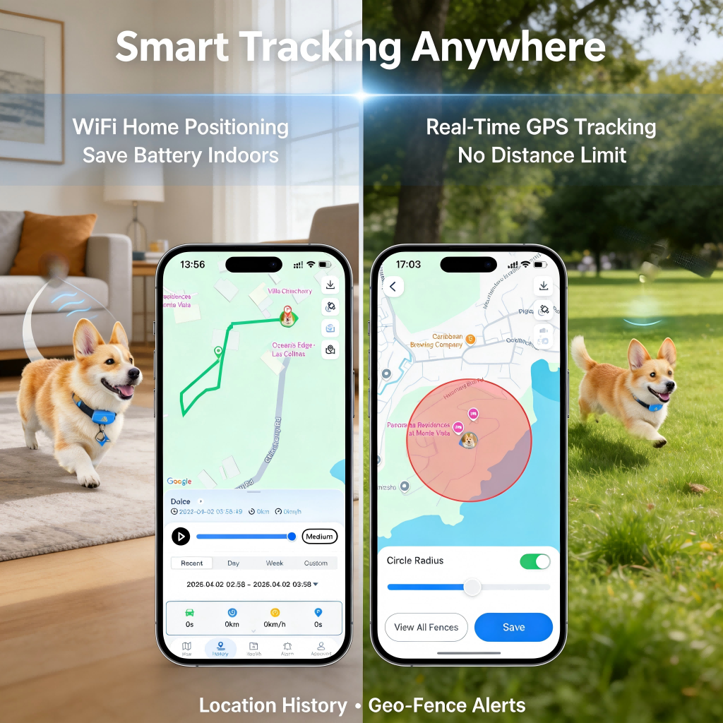 Dog GPS Tracker Real Time, Anti-Lost Pet Tracker With Geofence, Flash Light And Sound Alarm, Unlimited Distance Tracking, Fits Most Pet Collars, Subscription Required