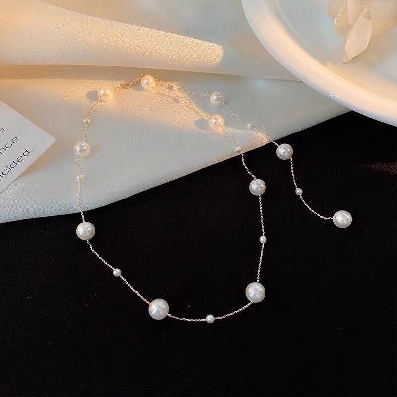 1pc 999 Sterling Silver Pearl Adjustable Necklace, 4 Ways To Wear, Delicate Style, Perfect For Daily Wear And Valentine's Gift