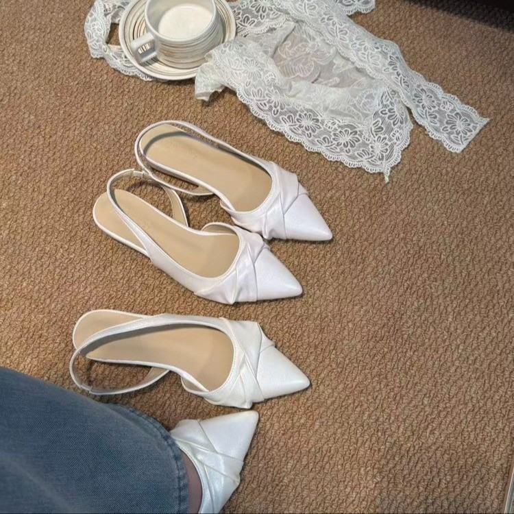 Women Pearlescent Elegant Backless Sandals, Unique Design Pointed Toe Fashion Shoes, Versatile Summer Footwear, 2026 New Arrival