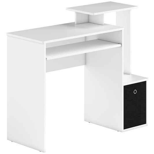 Computer Desk With Sliding Keyboard Tray Storage Drawer Shelf Home Office Workstation White