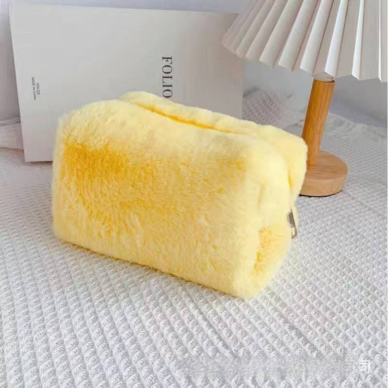 Simple And Stylish Embroidered Plush Makeup Bag