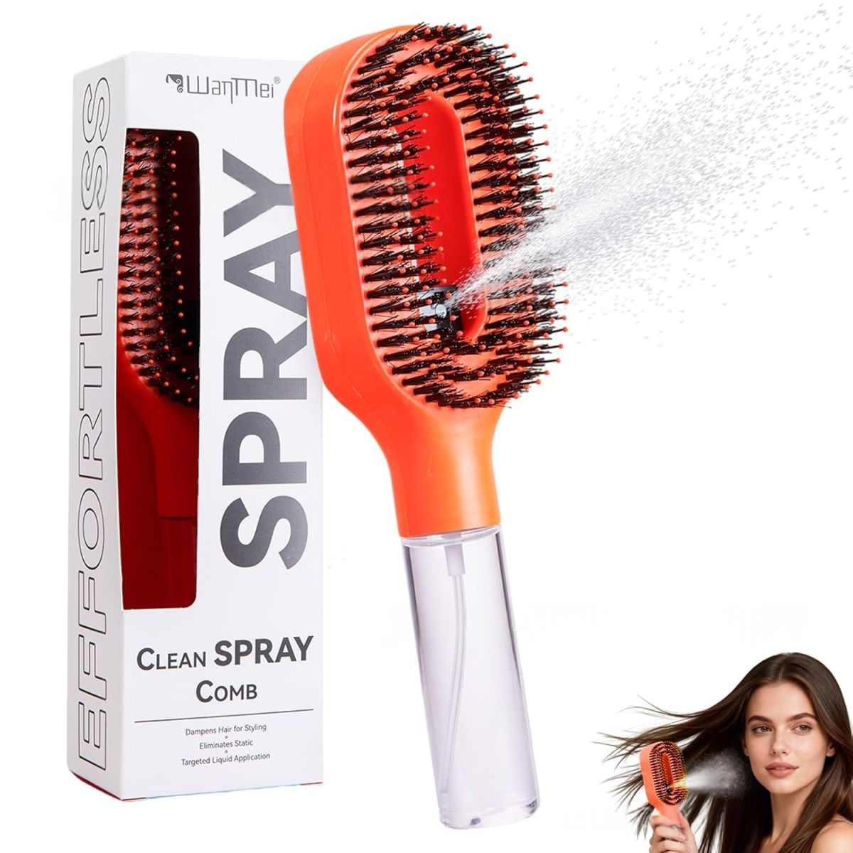 2in1 Sprayer Comb Detangling Scalp Massage Hairbrush With Spray Bottle Essential Oil Water Mist Spray Brush Anti-static Summer