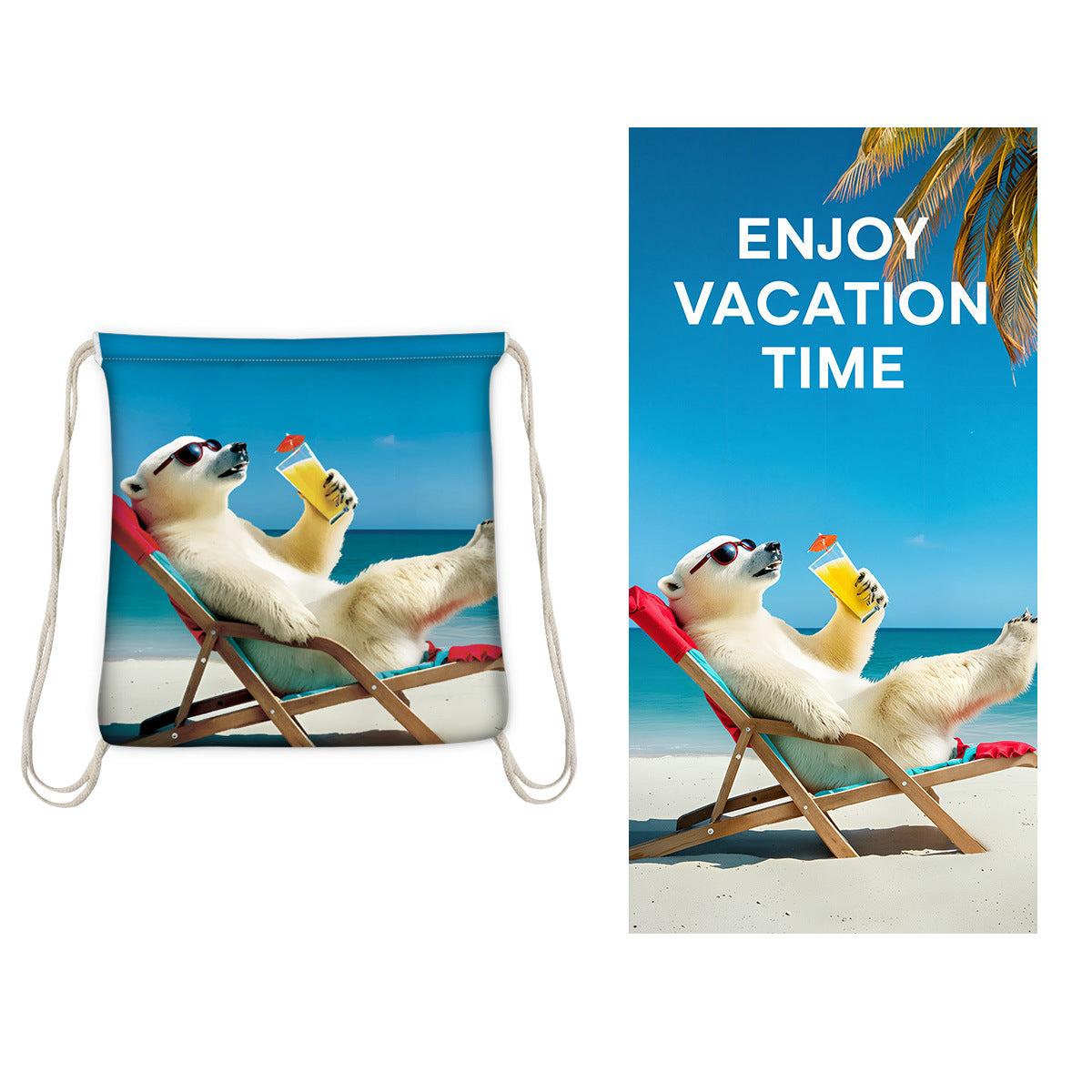Beach Towel With Integrated Bag Portable Storage Backpack Printed Towel Bath Towel