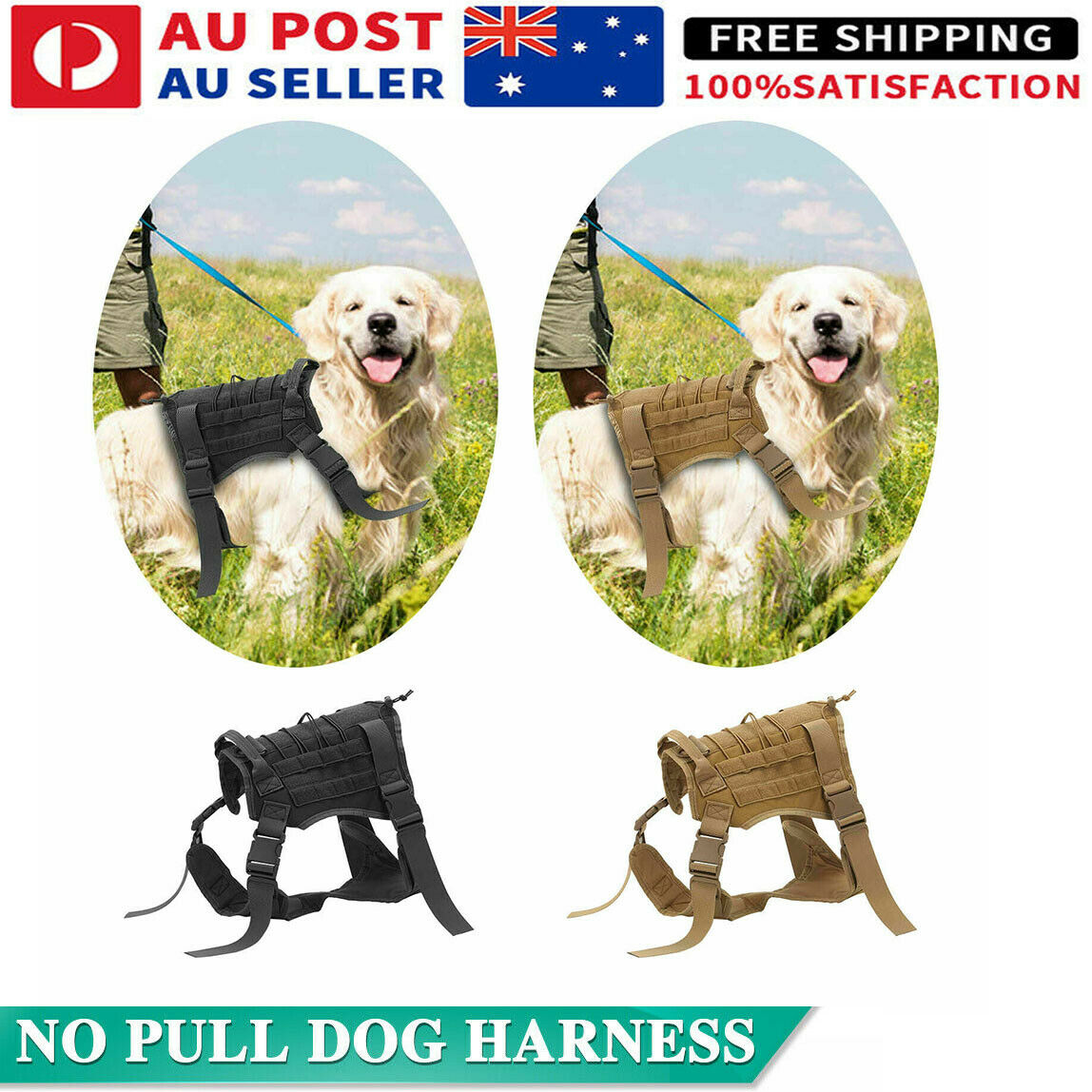No-pull Dog Harness Pet Puppy Large Dog Vest Adjustable Padded Handle L Size AU,The Color Shipped Is The Same As The Color In The Main Picture.