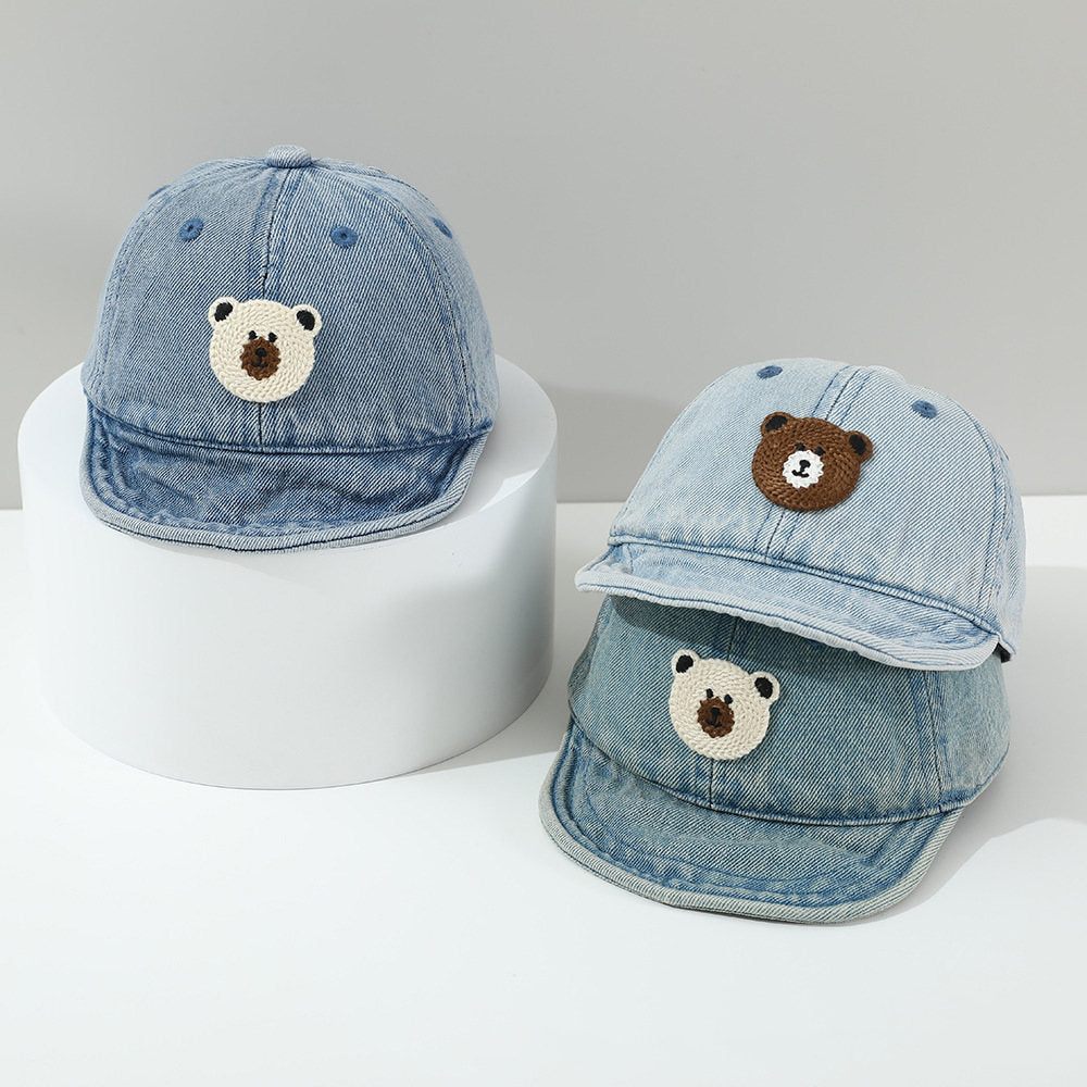 Summer Children's Knit Teddy Bear Applique Floppy Brimmed Cute And Soothing Baby Baseball Cap Suitable For Daily Commuting And Outdoor Wear