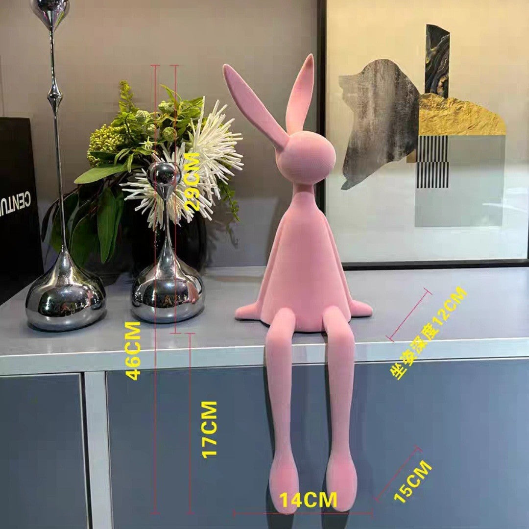 Creative And Minimalist Flocked Rabbit Figurine For Home Decor