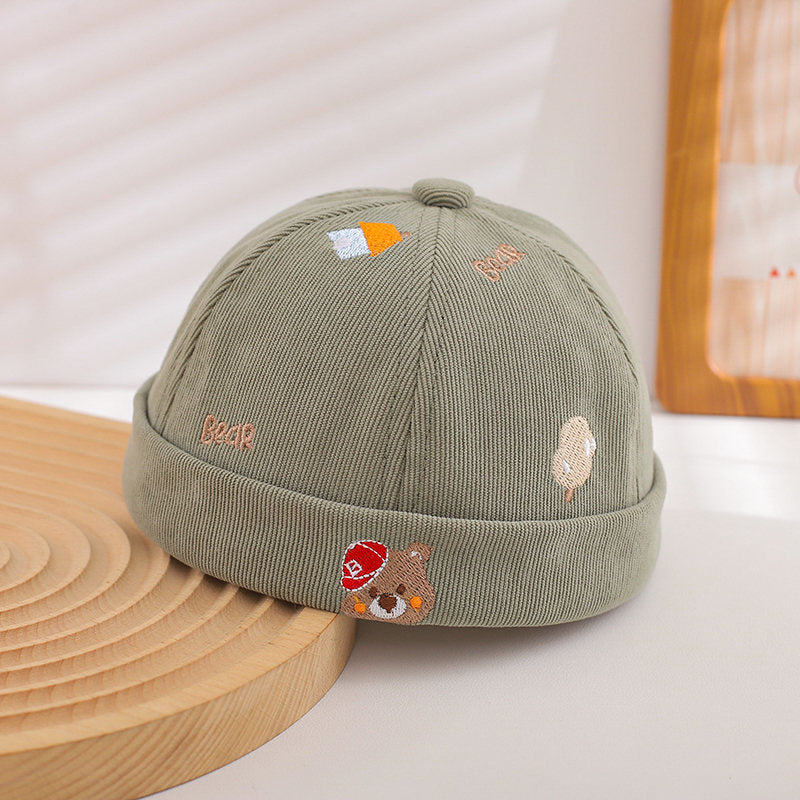 Summer Boys And Girls' Fun Scene Embroidery Velcro Cute School-style Baby Master Hat Suitable For Daily Outings, Outdoor Shopping And Playing.