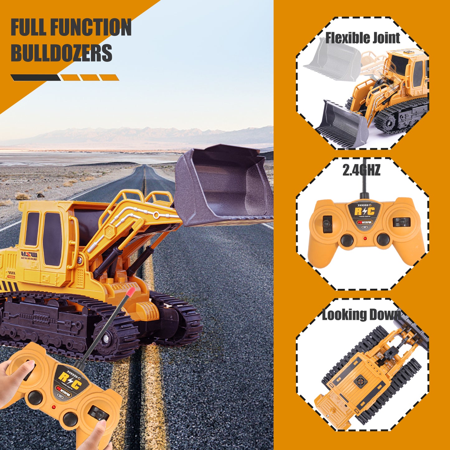 Remote-controlled Engineering Vehicle Toy Bulldozer Excavator Kids Gifts