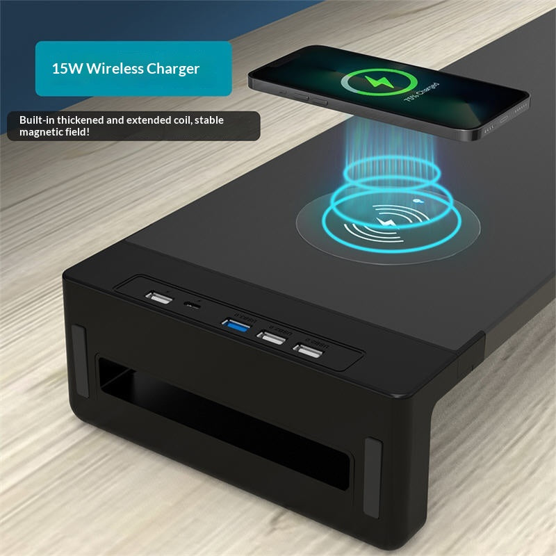 Monitor And Computer Riser With Wireless Charging Laptop Stand