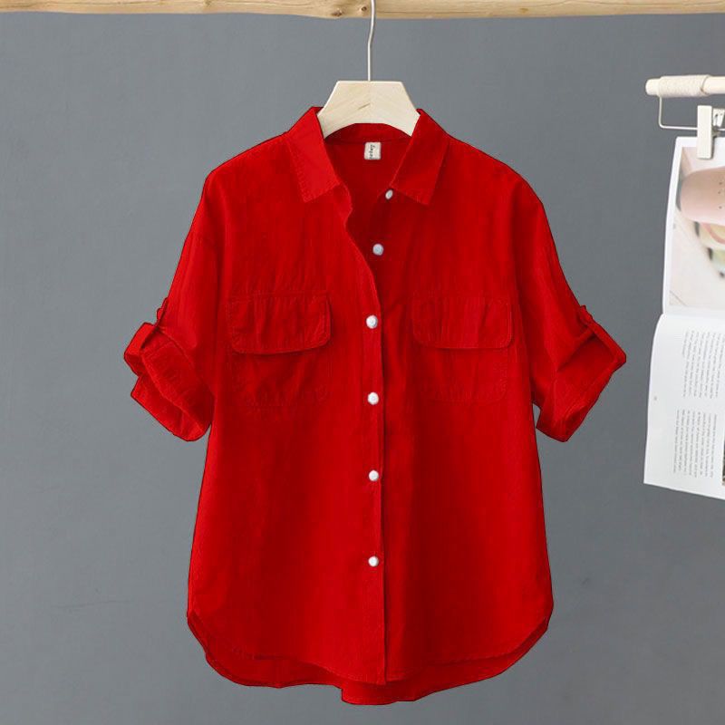 Korean-style Solid-color Age-reducing Blouse With Elegant Style