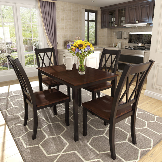 TOPMAx 5- Piece Dining Table Set Home Kitchen Table And Chairs Wood Dining Set  Espresso Black