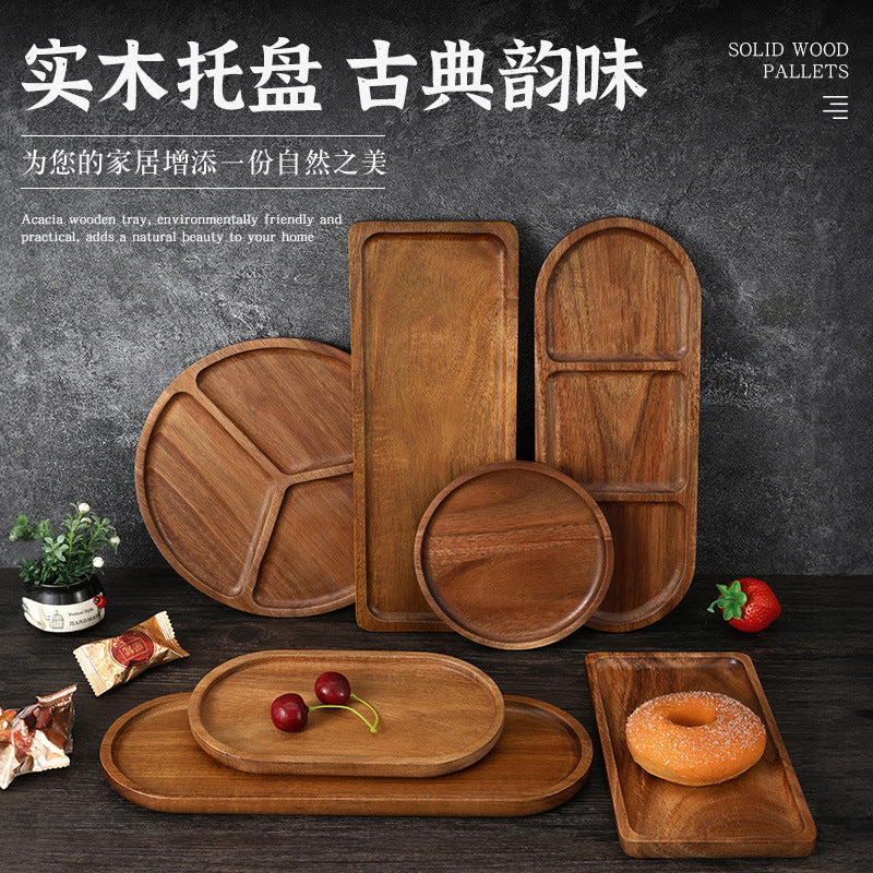 Wooden Tray Enclosing A Snack Plate Japanese-style Tea Tray