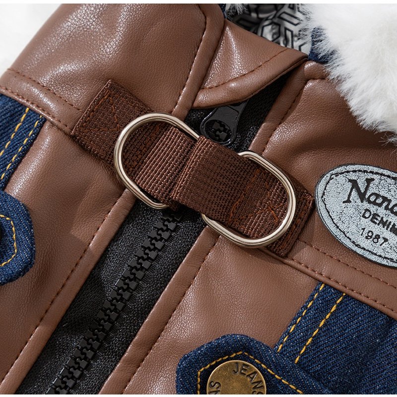 Cat Clothing For Autumn And Winter Warmth And Thickening, Small Dog Adult Kitten Winter Denim Two-legged Cotton Coat, Dog Pet Clothing