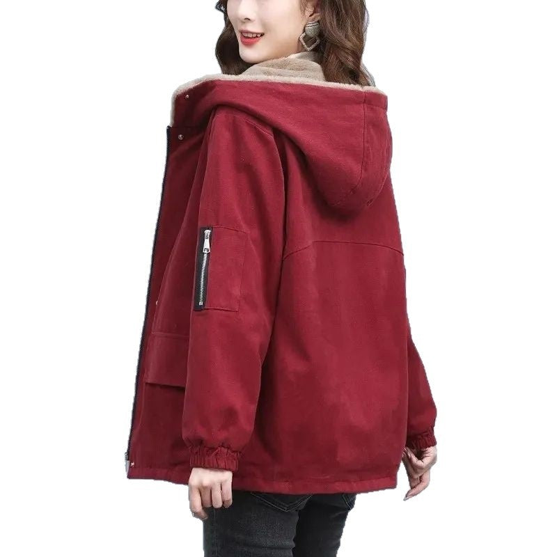 Fleece-lined Thick Loose Casual Korean Super Hot Cotton-padded Jacket