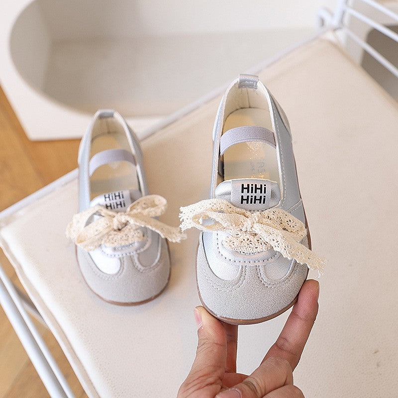 Children's Shoes, Girls' Casual Shoes, Korean Version Children's Shoes, Lace Bow Children's Moral Training Shoes