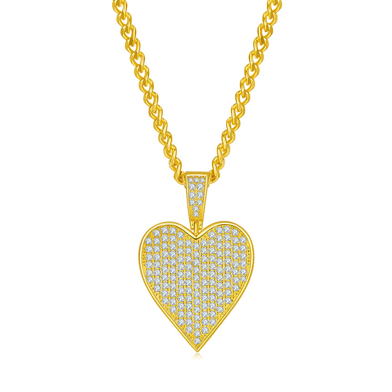 S925 Sterling Silver 142pcs D Color VVS1 Moissanite Heart Pendant 5g No Chain Platinum Plated GRA Certified Gift Box