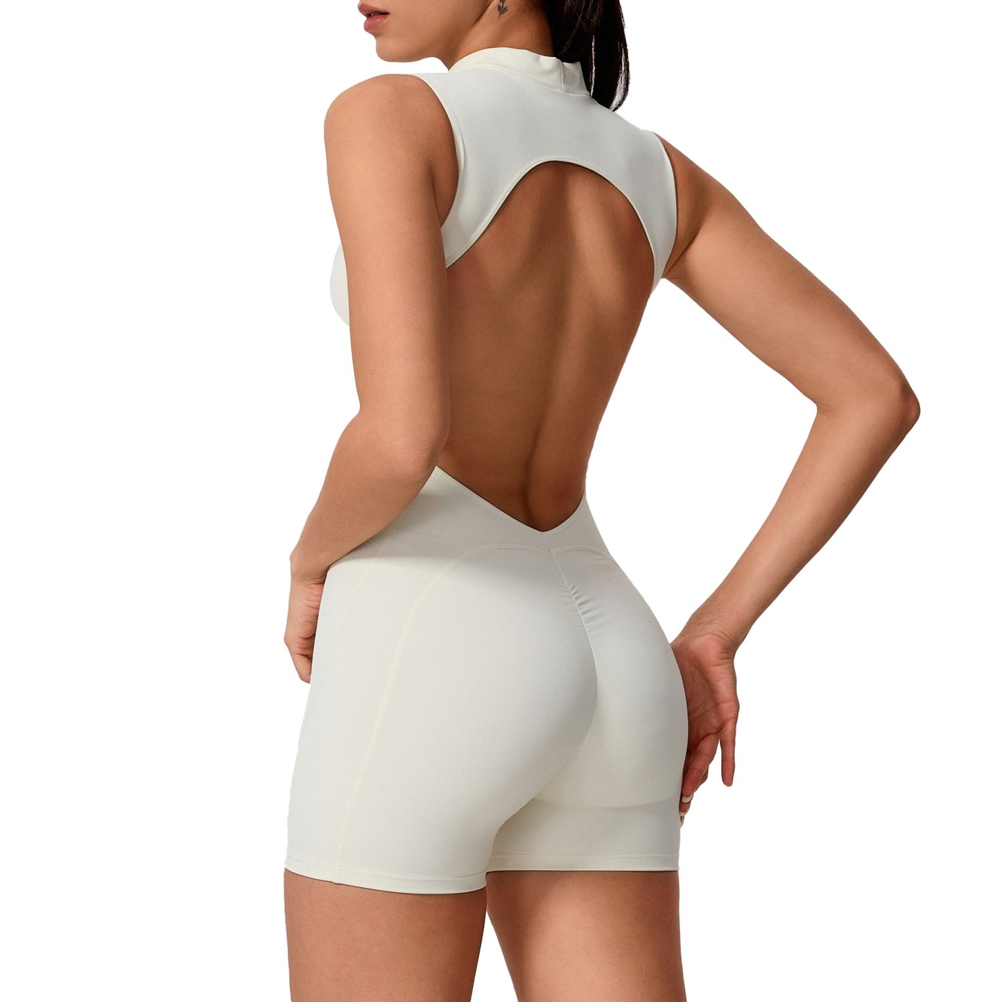 European And American-style Sleeveless Back-vented Yoga Bodysuit For Sports And Fitness