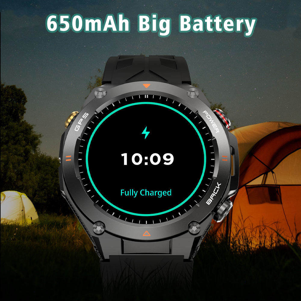 SENBONO GPS Smart Watch Men 1.45'' HD Screen Built-In GPS Altimeter Barometer Compass AI Voice Compatible With Android & IPhone