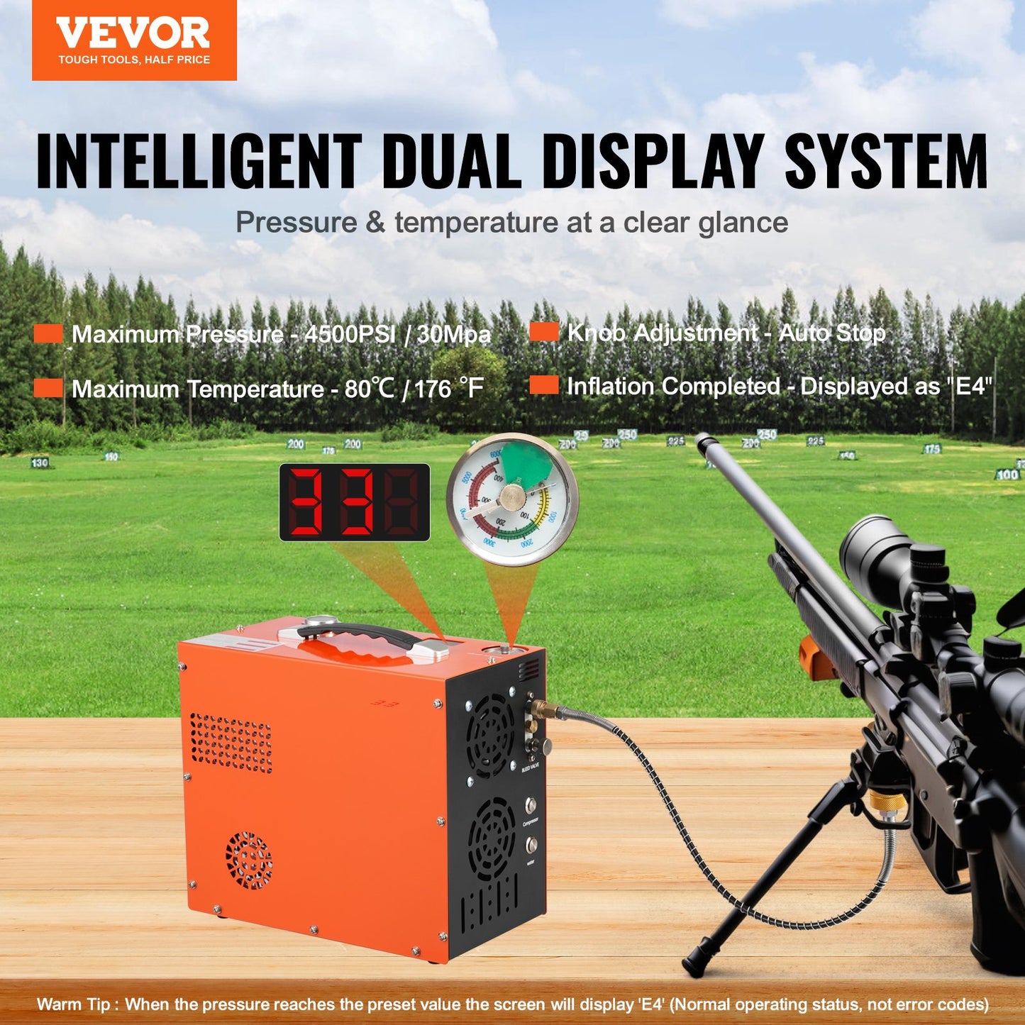 PCP Air Compressor, 4500PSI/30Mpa Portable PCP Airgun Compressor - Built-in Water And Fan Cooling System, Auto-Stop | DC12V/AC120V Paintball Tank Compressor For Air Rifle, Scuba Diving Bottle