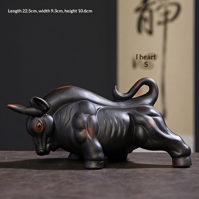 Purple Clay Bullish Spirit Soaring To The Heavens Tea Pet Ornament Premium Accessory