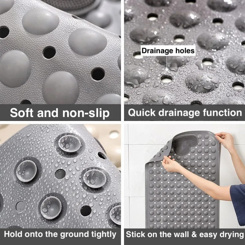 Anti Mold Rubber Shower Mat Non Slip Bathtub Strong Suction Extra Large Bath Mat