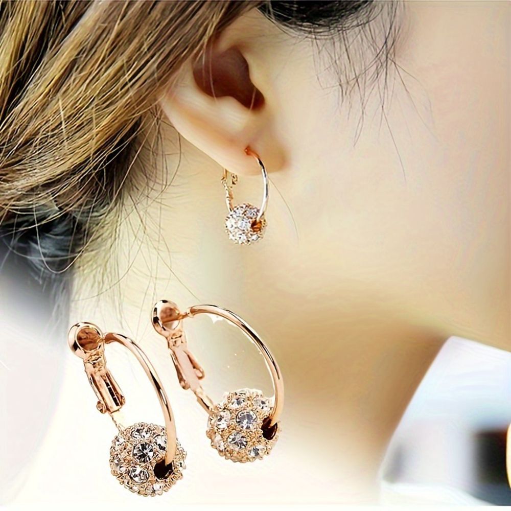 Creative Crystal Ball Colorful Rhinestone Lucky Bead Fortune Turn Stud Earrings, New Trendy Women Fashion Drop Ear Jewelry