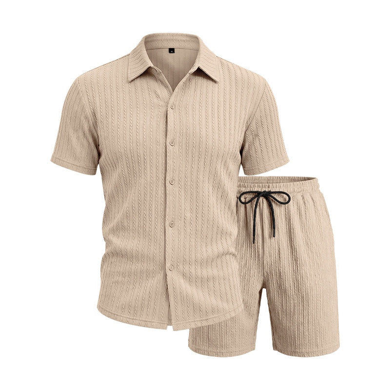 Loose Jacquard Casual Home Wear Short-Sleeve Top And Shorts Set