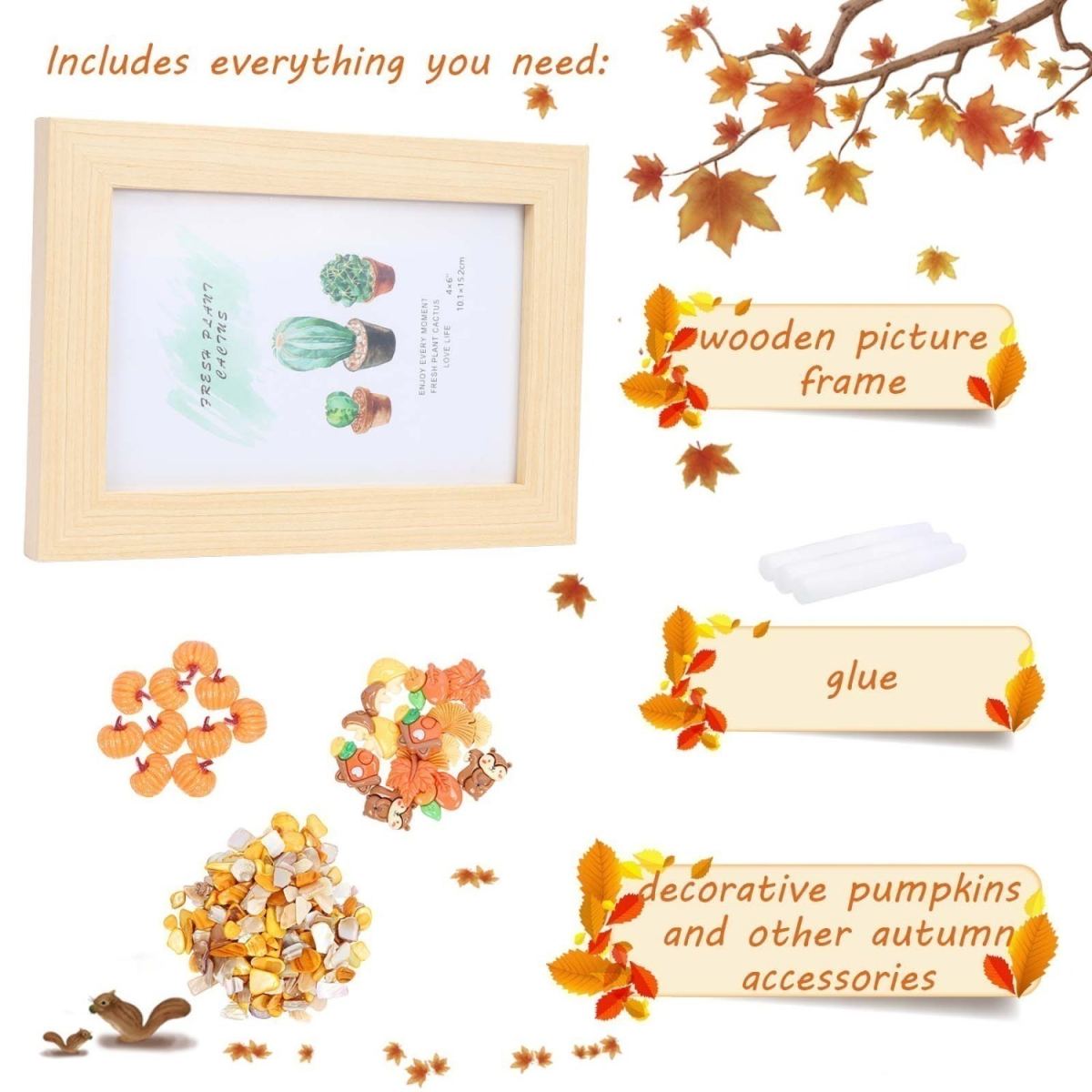 Set Of 2 Fall Craft Kits, Fall Photo Frame Crafts, Fall Mosaic Frame Ideas, DIY Fall Photo Frame Craft Set With Pumpkins, Decorative Gifts, Party Favors, Party Favors, Party Favors