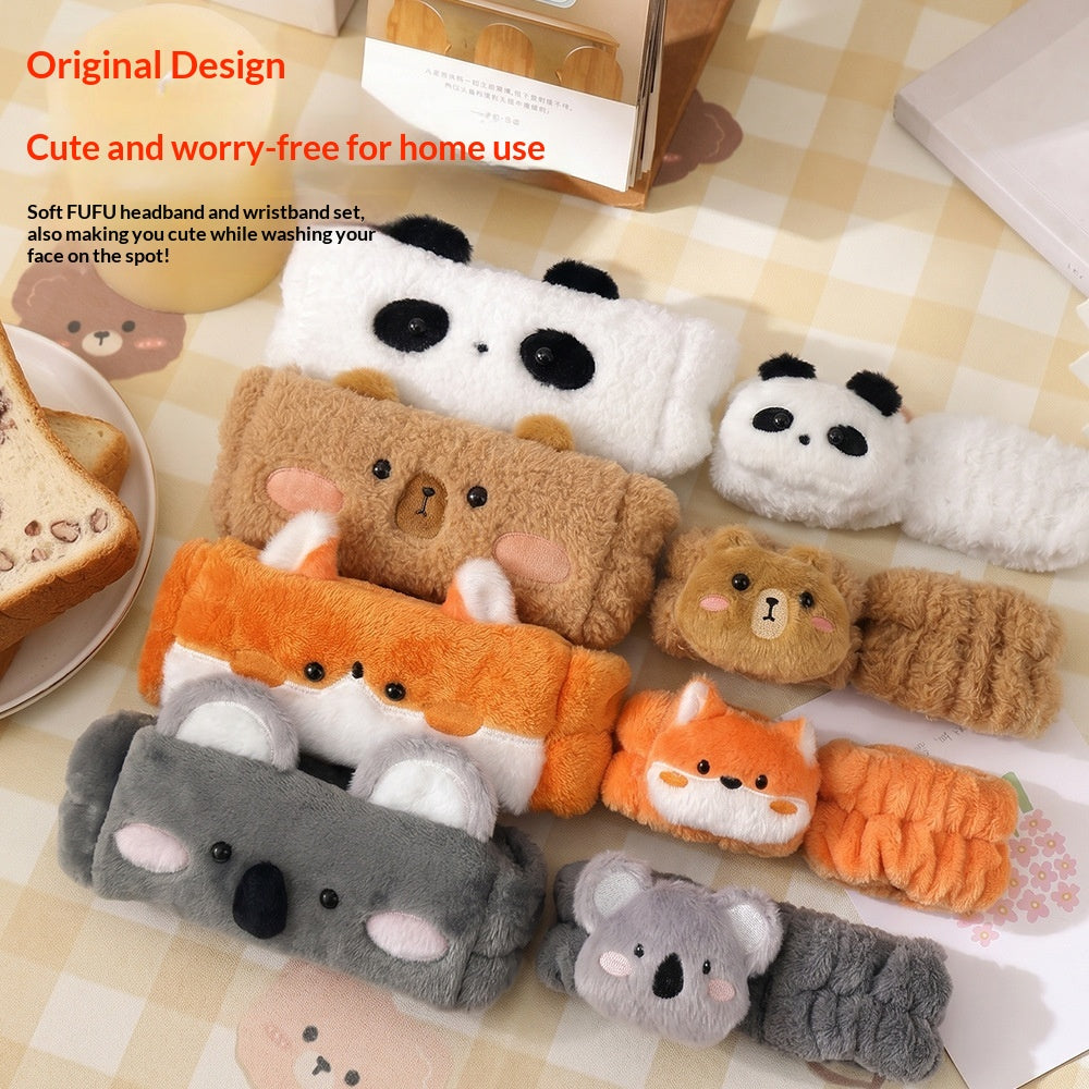 Non-slip Makeup Plush Hairband With Embroidery