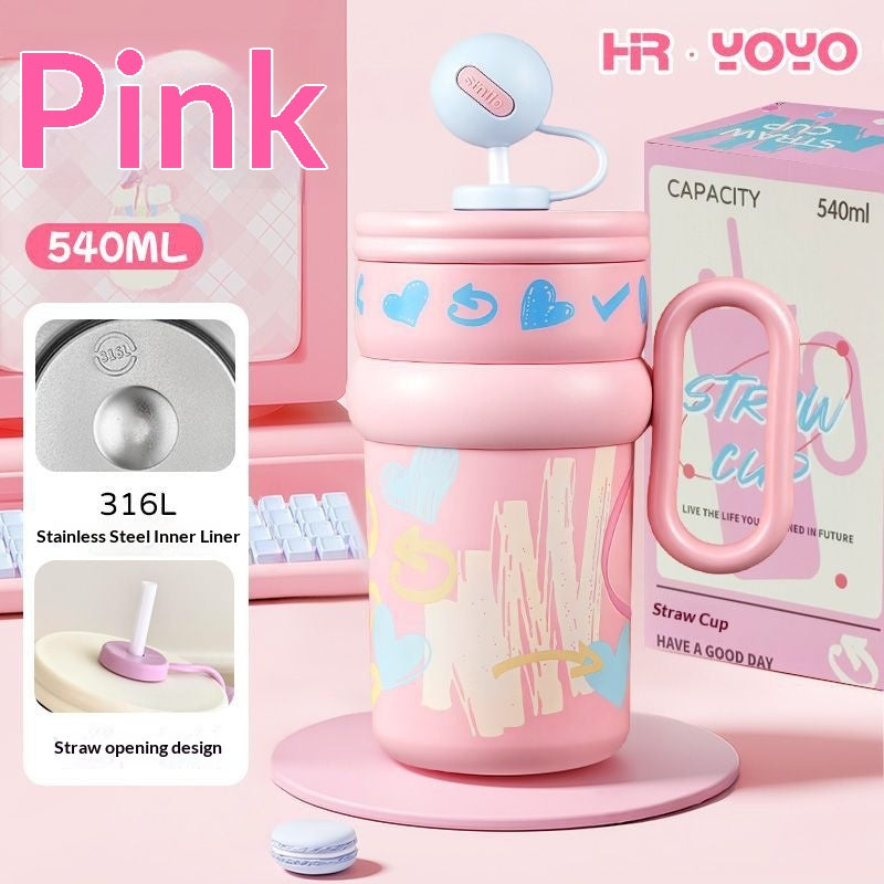 Ball-shaped Boba Milk Tea Cup With A Handle For Girls