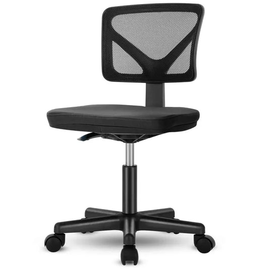 Low-Back Mesh Armless Office Chair,Swivel Rolling Computer Chair No Arms With Lumbar Support