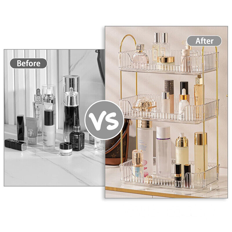 Cosmetic Makeup Holder 3 Tier Storage Shelf Countertop Organizer Perfume Stand