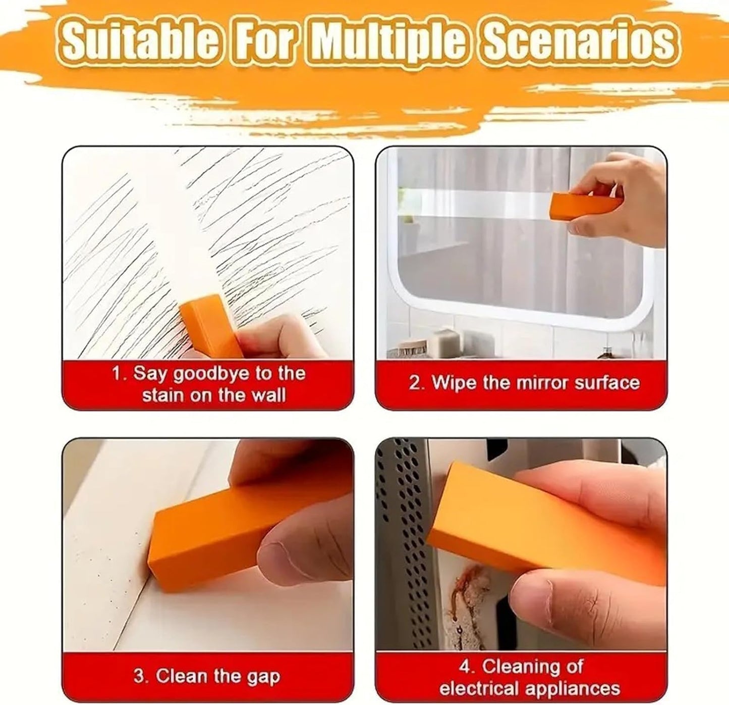 Stainless Steel Decontamination Scratch Eraser,Magical Rust Eraser Stainless Steel Stain Remover, Rubber Rust Cleaning Eraser For Kitchen, Bathroom, Household Orange Colour