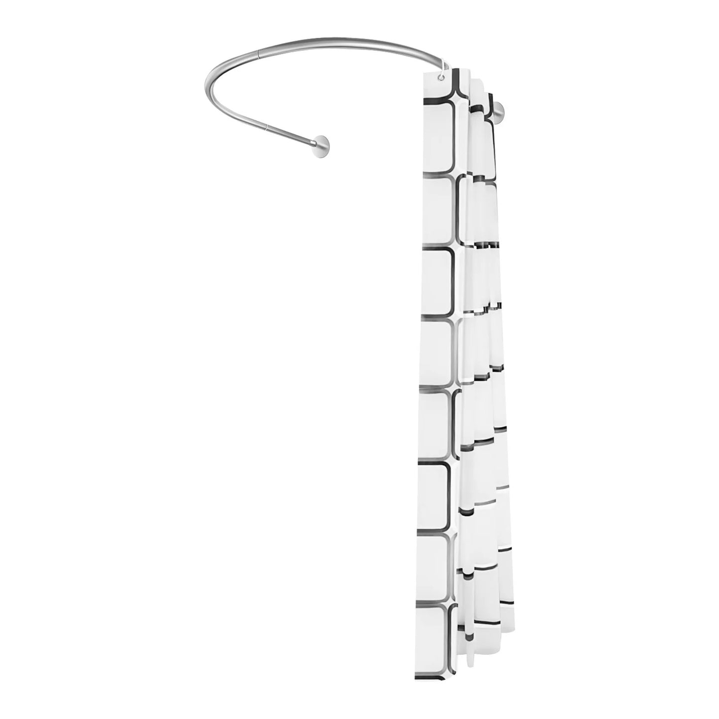 U Shape Shower Curtain Rod Retractable 0.9-1.3m Home Balcony Shower Room Shower Rod Curtain Bathroom Shower